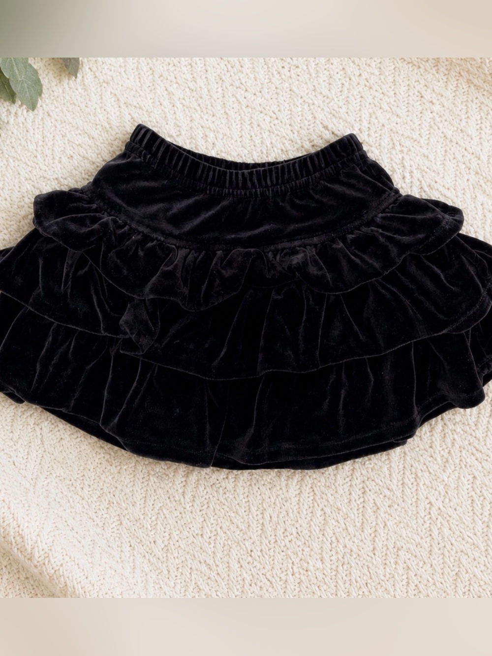 Hanna Andersson Black Velvet Tiered Ruffle Skirt 18-24M Size 80